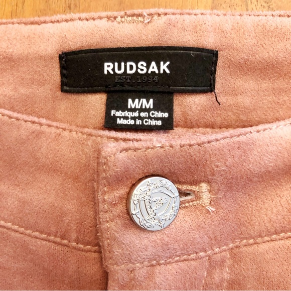 RUDSAK Dusty Rose Suede Texture Minimalist Skinny Pencil Trousers Pants. Medium. - Picture 2 of 13